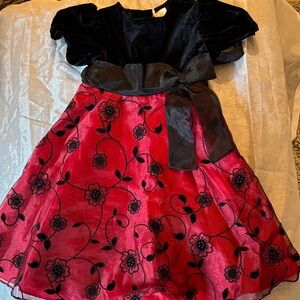Rare Editions Black and Red Dress with Floral Design